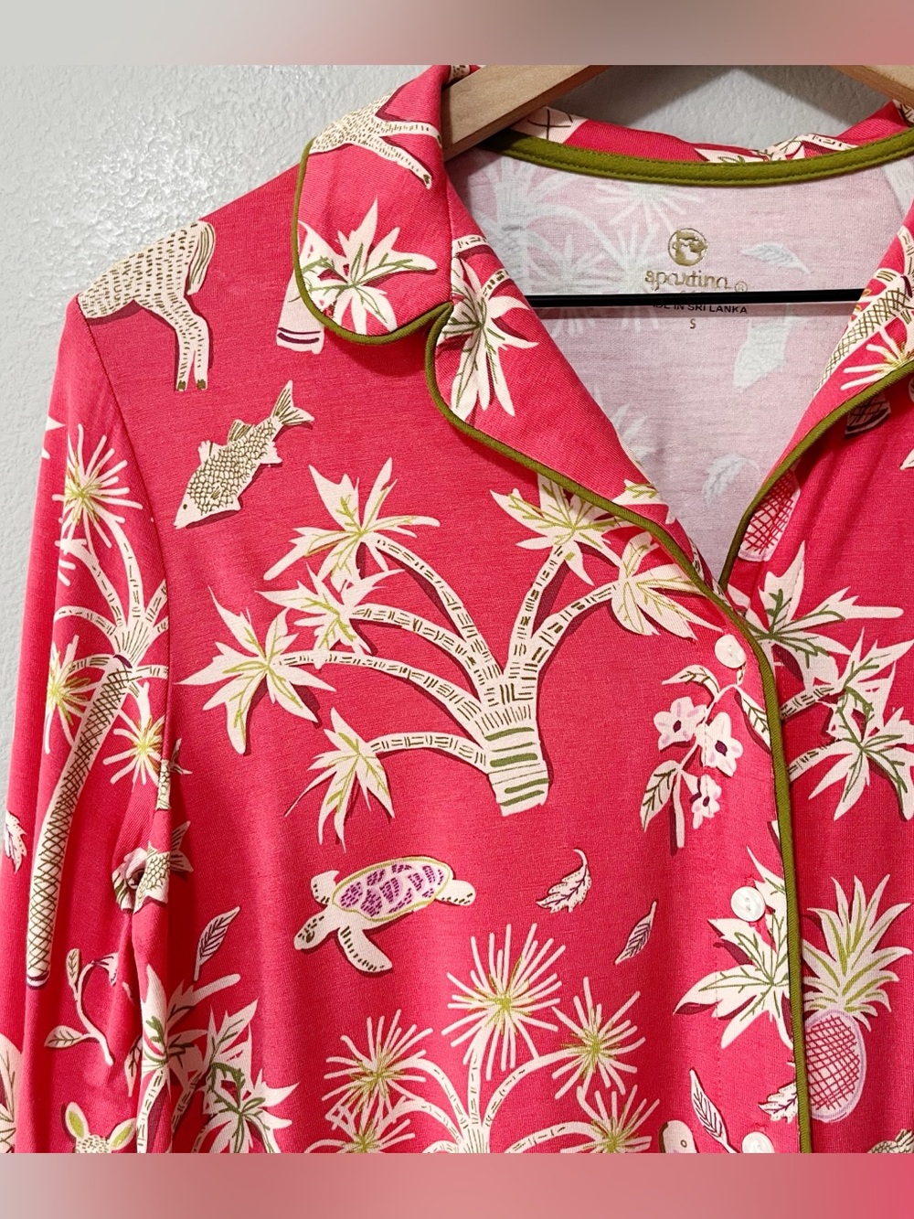 Spartina 449 NWT Pajama Button Sleep Shirt Lowcountry Fauna Red Print Size Small - Picture 5 of 12